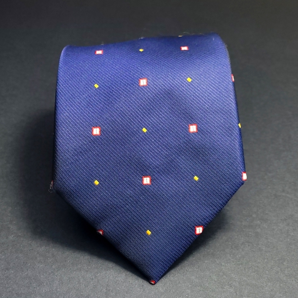 roccobarocco navy blue handmade in Italy silk tie